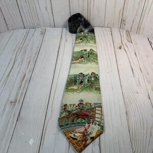 John Henry 100% silk pop art abstract Painting Scene tie